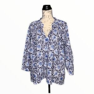 H&M V-Neck Blue Floral Top